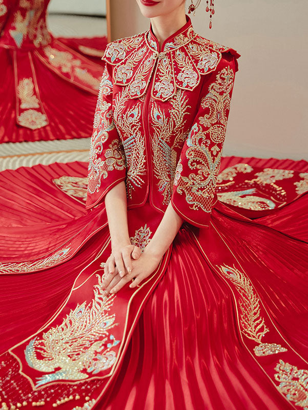 2024 Embroidered Phoenix Shawl Wedding Groom Bride QunKwa