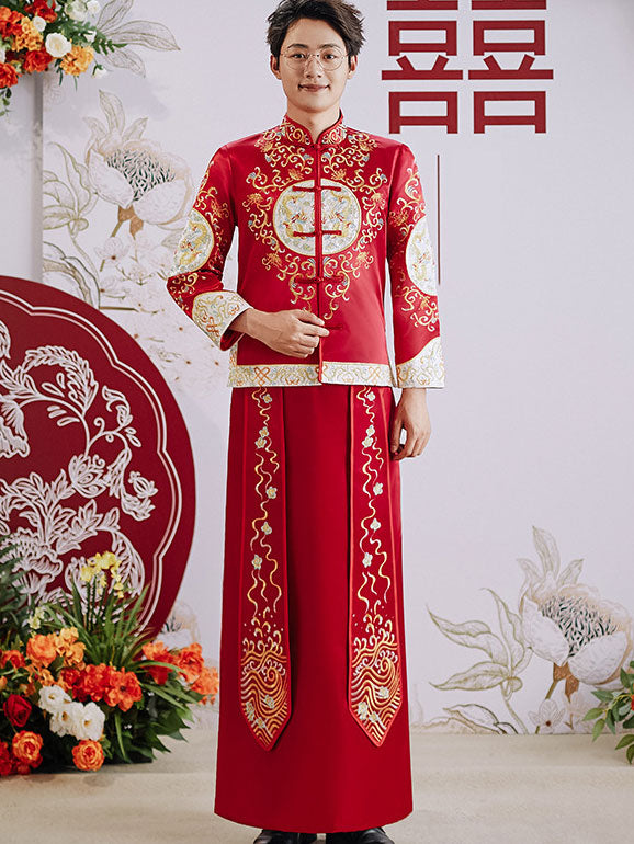 2024 Embroidered Phoenix Shawl Wedding Groom Bride QunKwa