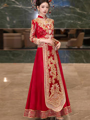 2025 Red Sequins Dragon Wedding Bride Qun Kwa Xiuhe