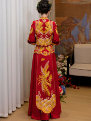 Red Embroidered Phoenix Wedding Bridal Qun Gua Xiuhe