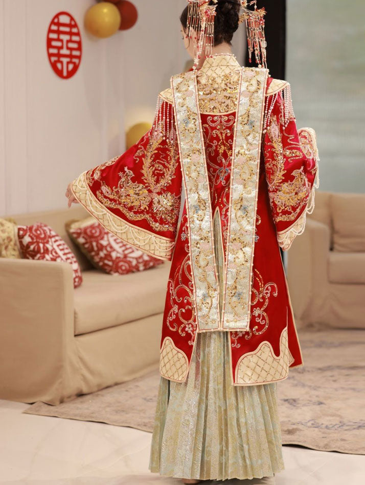 Beads Tassels Traditional Hanfu Bridal Wedding Qun Kwa Xiuhe