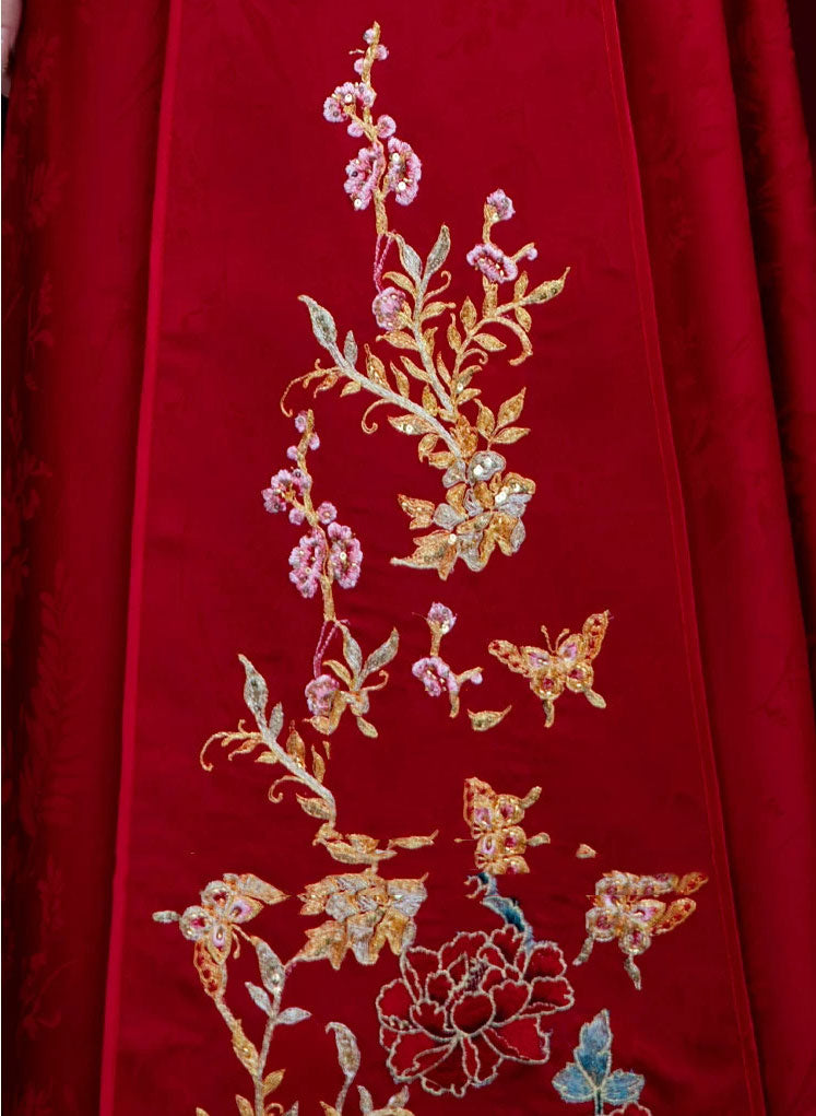 Two-Piece Chinese Wedding Bridal Embroidered Wedding Xiu He Outfit