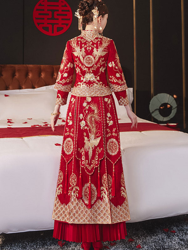 2026 Embroidered Phoenix Wedding Bride Qun Kwa Xiuhe