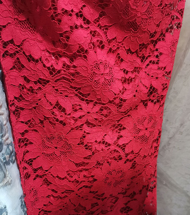 Red Lace Fishtail Wedding Bride Qipao Cheongsam Dress