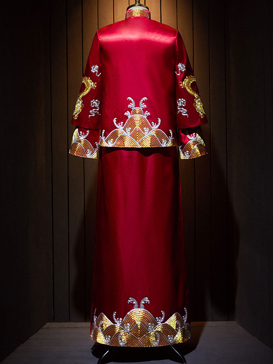 2024 Embroidered Dragon Man Wedding QunKwa Jacket & Skirt