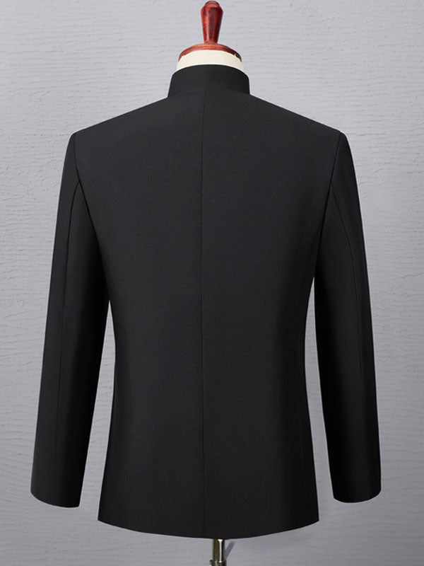 Beaded Black Men Tang Suit Jacket