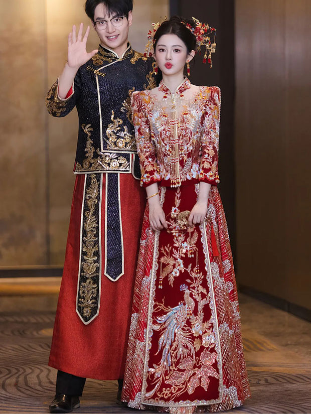 2025 Fanciful Sequins Beads Wedding Bride Qun Kwa Xiuhe
