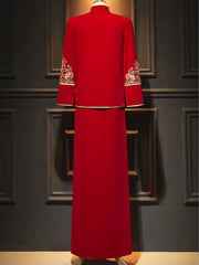 Sequins Dragon Man Groom Wedding Qun Gua Jacket & Skirt