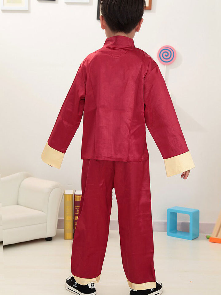 2 Pcs Kids Boys Dragon Chinese Tang Suit Kungfu Uniform Top Pants