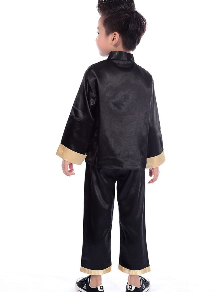 2 Pcs Kids Boys Dragon Chinese Tang Suit Kungfu Uniform Top Pants