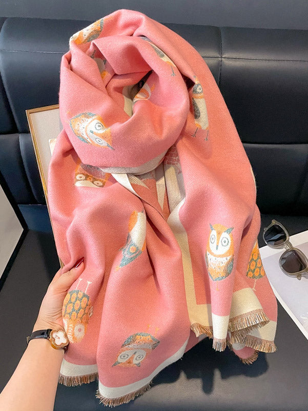 Cashmere Animal Print Women Winter Scarf Shawl