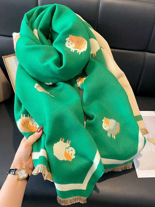 Cashmere Animal Print Women Winter Scarf Shawl