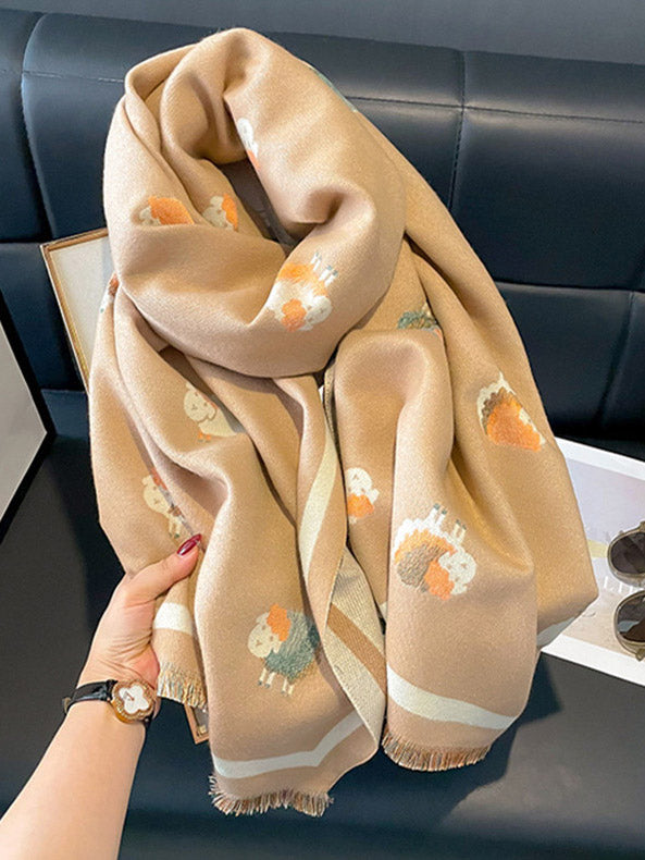 Cashmere Animal Print Women Winter Scarf Shawl