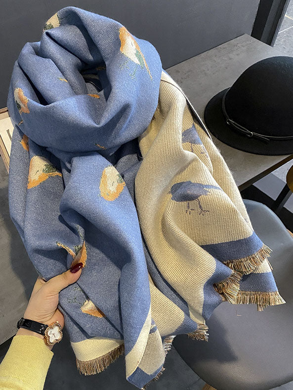 Cashmere Animal Print Women Winter Scarf Shawl