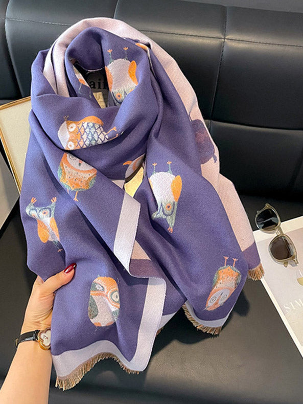 Cashmere Animal Print Women Winter Scarf Shawl