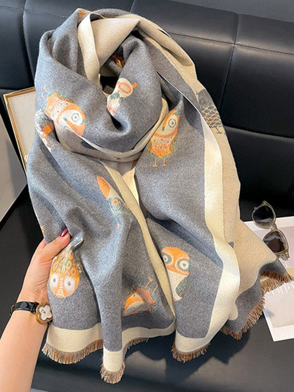 Cashmere Animal Print Women Winter Scarf Shawl