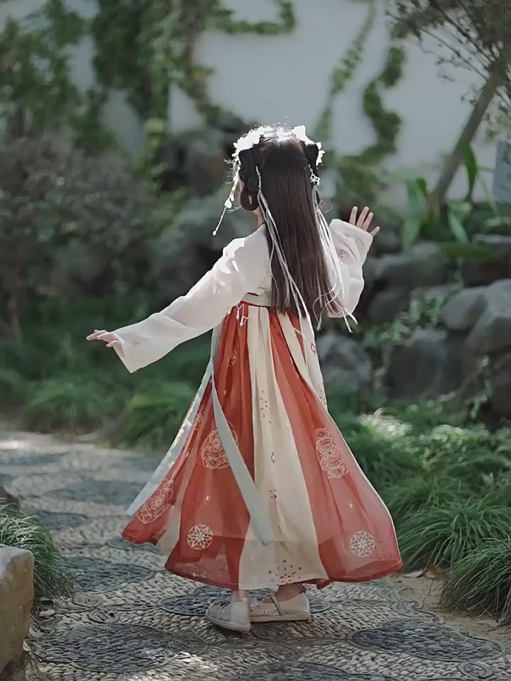 Embroidered Kids Girls Ancient Hanfu Costume Dress 汉服锦瑟
