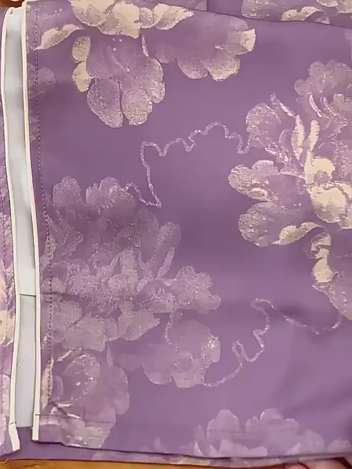 Purple Floral Print Midi Cheongsam Qipao Dress