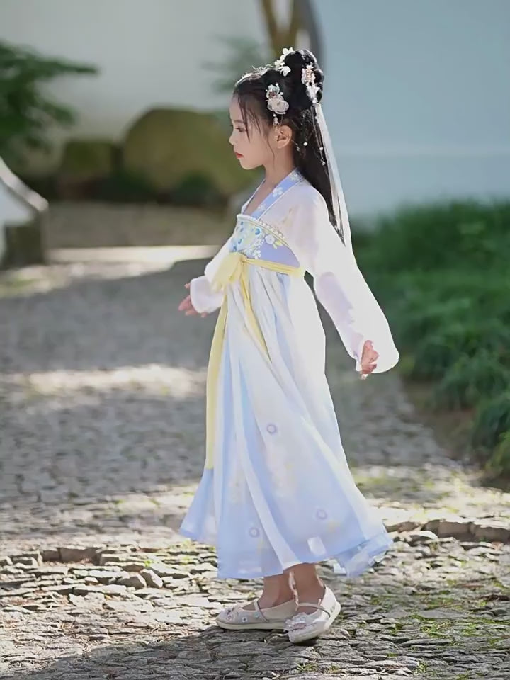 Pink Embroidered Kids Girls Ancient Hanfu 汉服 Costume Dress