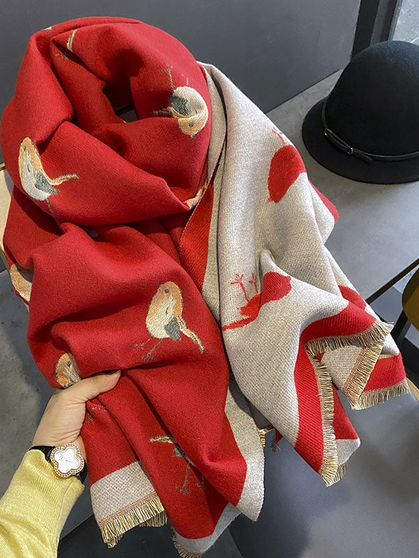Cashmere Animal Print Women Winter Scarf Shawl