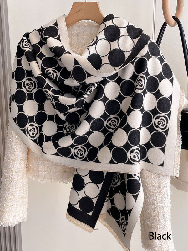 Color Block Polka Dots Winter Women Scarf Wrap Shawl