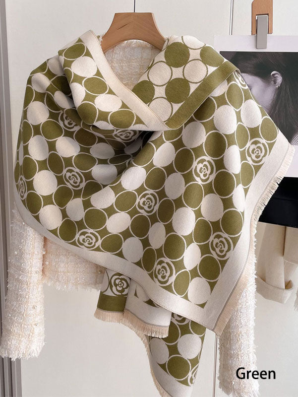 Color Block Polka Dots Winter Women Scarf Wrap Shawl