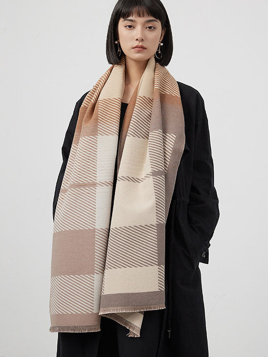 Floral Plaid Winter Women Scarf Wrap