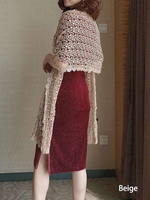 Sequined Lace Wrap Shawl for Qipao Evening Dresses