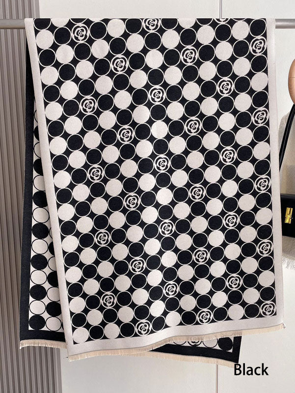 Color Block Polka Dots Winter Women Scarf Wrap Shawl