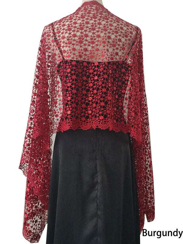 Sequined Lace Wrap Shawl for Qipao Evening Dresses