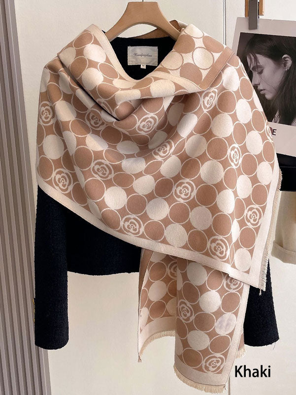 Color Block Polka Dots Winter Women Scarf Wrap Shawl