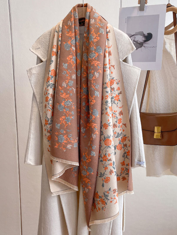 Winter Long Thick Floral Women Scarf Wrap Shawl