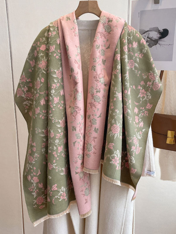 Winter Long Thick Floral Women Scarf Wrap Shawl