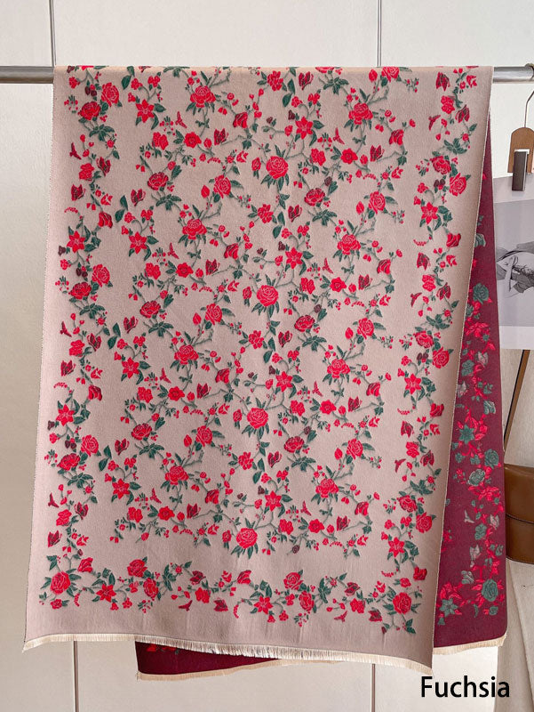 Winter Long Thick Floral Women Scarf Wrap Shawl