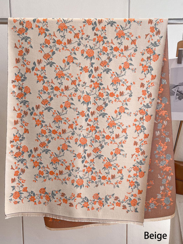 Winter Long Thick Floral Women Scarf Wrap Shawl