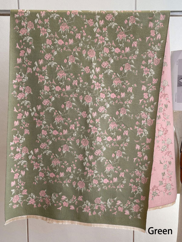 Winter Long Thick Floral Women Scarf Wrap Shawl