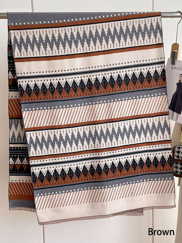 Winter Plus Size Stripe Women Scarf Wrap Shawl