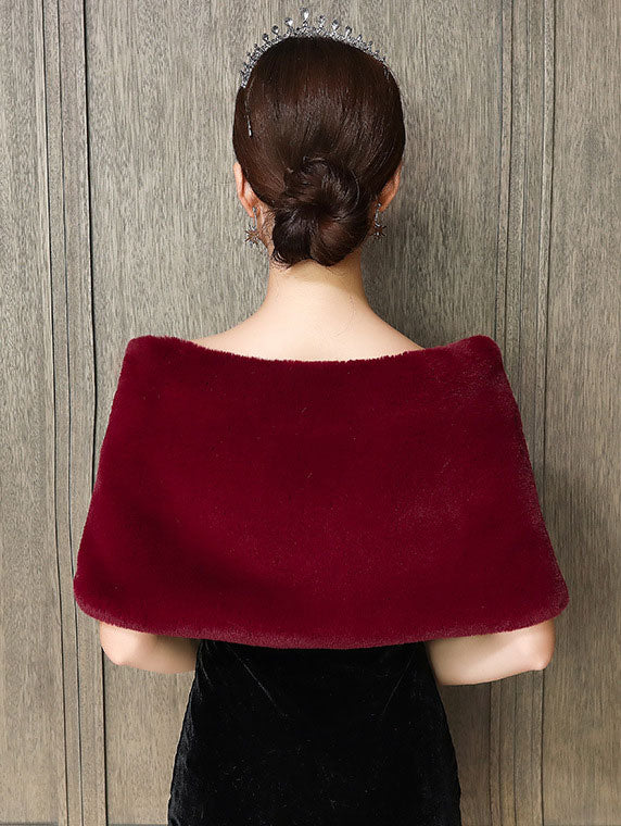 Artificial Fur Brooch Evening Party Wedding Bride Wrap Shawl