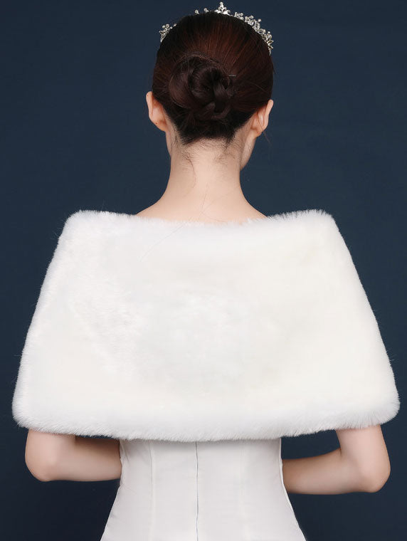 Artificial Fur Brooch Evening Party Wedding Bride Wrap Shawl