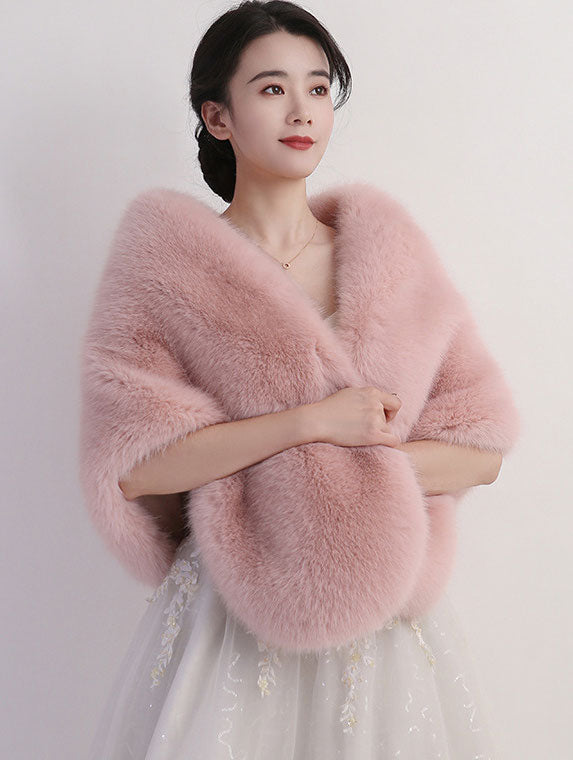 Winter Women Faux Fur Wrap Shawl for Wedding Evening Party
