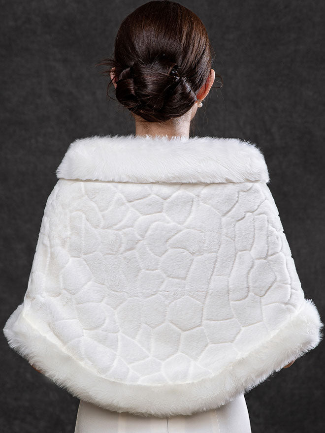 Gray Faux Fur Evening Party Wrap Shawl