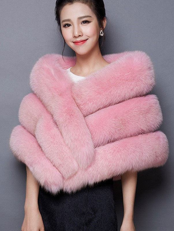 Women Faux Fur Winter Shawl Bridal Wedding Wraps