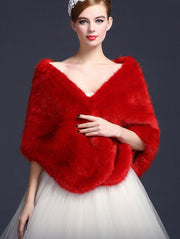 Woman Faux Fur Winter Wedding Bride Wraps Shawls