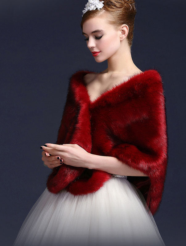 Woman Faux Fur Winter Wedding Bride Wraps Shawls
