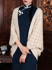 Knit Cheongsam Wrap Shawl Scarf With Sleeves