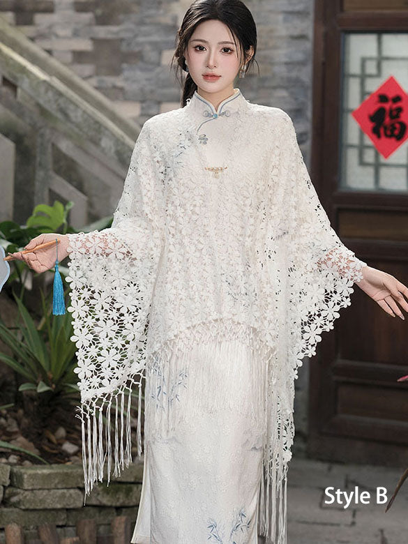 White Lace Shawls Wraps for Evening Party Dresses