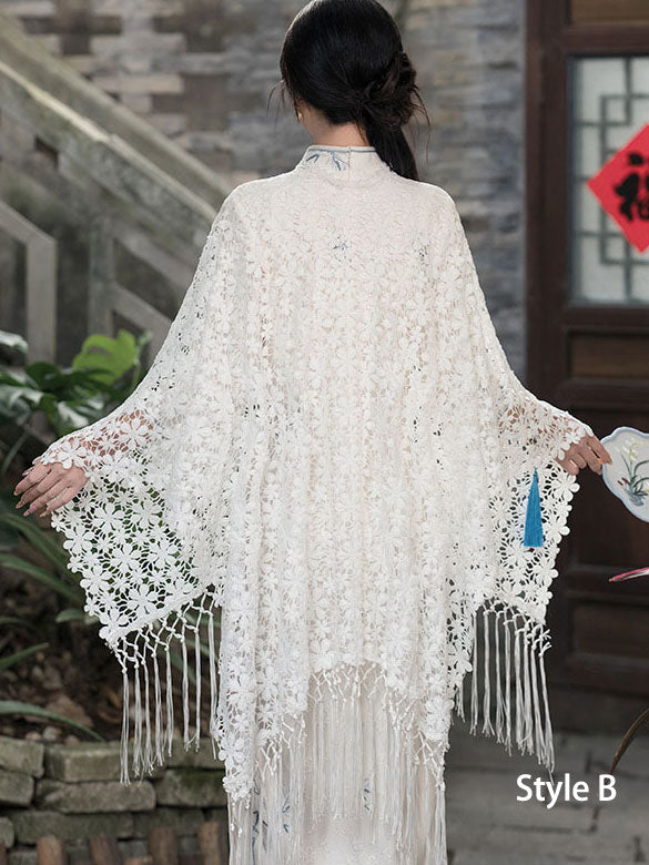 White Lace Shawls Wraps for Evening Party Dresses