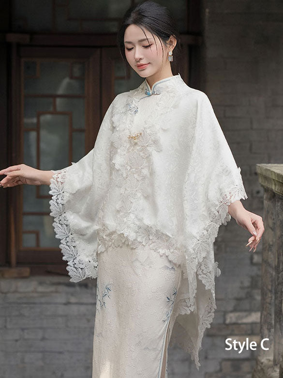 White Lace Shawls Wraps for Evening Party Dresses