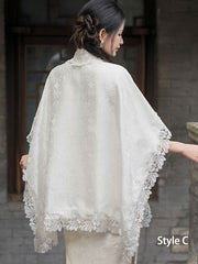 White Lace Shawls Wraps for Evening Party Dresses