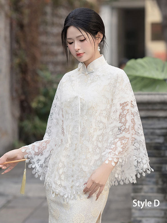 White Lace Shawls Wraps for Evening Party Dresses